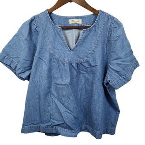 Madewell Blue Boxy Blouse Relaxed Fit